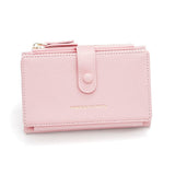 Darrahopens Fashion > Women's Fashion > Women's Handbags Pink Compact Bifold Wallet for Women - High Capacity PU Leather Purse with Zipper Coin Pocket
