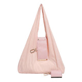 Darrahopens Fashion > Women's Fashion > Women's Handbags Pink Ins-Style Large Capacity Tote Bag with Keychain Pouch – Lightweight Reusable Shopping Bag with Detachable Accessory Holder, Ideal for Daily Use