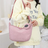 Darrahopens Fashion > Women's Fashion > Women's Handbags Pink Minimalist Corduroy Crossbody Bag – Large Capacity Single Shoulder & Diagonal Sling Bag in Korean Style