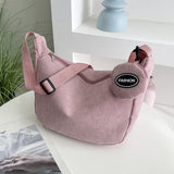 Darrahopens Fashion > Women's Fashion > Women's Handbags Pink Minimalist Corduroy Crossbody Bag – Large Capacity Single Shoulder & Diagonal Sling Bag in Korean Style