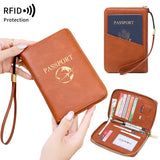 Darrahopens Fashion > Women's Fashion > Women's Handbags Pink RFID Blocking Travel Passport Holder - Multi-functional Waterproof PU Leather Security Travel Wallet with Zipper and Wristband
