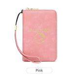 Darrahopens Fashion > Women's Fashion > Women's Handbags Pink RFID Blocking Travel Passport Holder - Multi-functional Waterproof PU Leather Security Travel Wallet with Zipper and Wristband