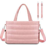 Darrahopens Fashion > Women's Fashion > Women's Handbags Pink Stylish Quilted Nylon Tote Bag - Large Capacity Diaper Nappy Bag for Travel & Stroller with Adjustable Straps