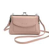 Darrahopens Fashion > Women's Fashion > Women's Handbags Pink Women's Vintage Kiss Lock Crossbody Bag - PU Leather Clutch Purse with Detachable Strap