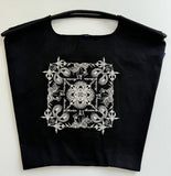 Darrahopens Fashion > Women's Fashion > Women's Handbags Printed Canvas Tote Bag - Water-Resistant, Large Capacity Shoulder Bag with Intricate Pattern(Black Cashew Flower)