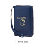 Darrahopens Fashion > Women's Fashion > Women's Handbags Royal Blue RFID Blocking Travel Passport Holder - Multi-functional Waterproof PU Leather Security Travel Wallet with Zipper and Wristband