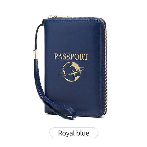 Darrahopens Fashion > Women's Fashion > Women's Handbags Royal Blue RFID Blocking Travel Passport Holder - Multi-functional Waterproof PU Leather Security Travel Wallet with Zipper and Wristband