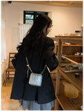 Darrahopens Fashion > Women's Fashion > Women's Handbags Silver Chic Quilted Mini Box Crossbody Bag - Luxury Style Chain Purse for Women