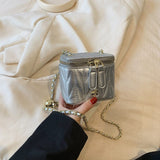 Darrahopens Fashion > Women's Fashion > Women's Handbags Silver Chic Quilted Mini Box Crossbody Bag - Luxury Style Chain Purse for Women