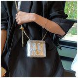 Darrahopens Fashion > Women's Fashion > Women's Handbags Silver Chic Quilted Mini Box Crossbody Bag - Luxury Style Chain Purse for Women