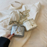 Darrahopens Fashion > Women's Fashion > Women's Handbags Silver Chic Quilted Mini Box Crossbody Bag - Luxury Style Chain Purse for Women