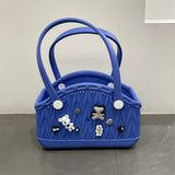 Darrahopens Fashion > Women's Fashion > Women's Handbags Stylish Handbag - Spacious with Decorative Elements(Dark Blue)