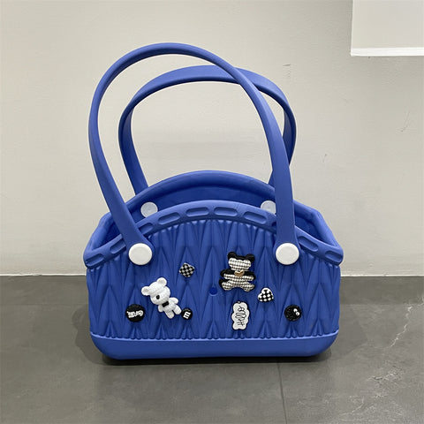 Darrahopens Fashion > Women's Fashion > Women's Handbags Stylish Handbag - Spacious with Decorative Elements(Dark Blue)