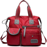 Darrahopens Fashion > Women's Fashion > Women's Handbags Tote Bag for Women, Spacious Handbag with Multiple Compartments and Zipper, Lightweight Shoulder Bag for Ladies, Nylon Crossbody (Pure Red) Red