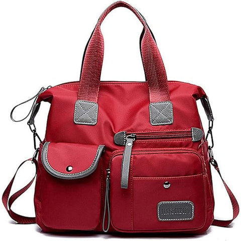 Darrahopens Fashion > Women's Fashion > Women's Handbags Tote Bag for Women, Spacious Handbag with Multiple Compartments and Zipper, Lightweight Shoulder Bag for Ladies, Nylon Crossbody (Pure Red) Red