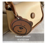 Darrahopens Fashion > Women's Fashion > Women's Handbags White and Brown Chic PU Leather Crossbody Bag with Cute Bear Charm - Adjustable Strap Shoulder Purse