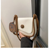 Darrahopens Fashion > Women's Fashion > Women's Handbags White and Brown Chic PU Leather Crossbody Bag with Cute Bear Charm - Adjustable Strap Shoulder Purse