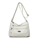 Darrahopens Fashion > Women's Fashion > Women's Handbags White Women's Soft Washed PU Leather Crossbody Bag - Multi-Pocket Casual Shoulder Purse for Everyday Organization