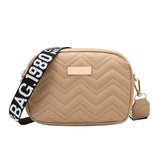 Darrahopens Fashion > Women's Fashion > Women's Handbags Women's khaki Quilted Crossbody Bag Small PU Leather Shoulder Purse with Wide Patterned Strap Ideal for Travel and Daily Use