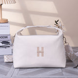 Darrahopens Fashion > Women's Fashion > Women's Handbags Women's Minimalist Canvas Crossbody Bag with Wide Beige Webbing Strap Casual Shoulder Handbag Large Capacity for Daily Use - Cream White