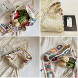 Darrahopens Fashion > Women's Fashion > Women's Handbags Women's shoulder bag - Embroidered bag - Handmade crocheted fabric bag - Colorful patterns - Perfect for shopping and holidays - Khaki