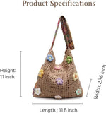 Darrahopens Fashion > Women's Fashion > Women's Handbags Women's shoulder bag - Embroidered bag - Handmade crocheted fabric bag - Colorful patterns - Perfect for shopping and holidays - Khaki