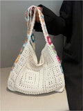 Darrahopens Fashion > Women's Fashion > Women's Handbags Women's shoulder bag - Embroidered bag - Handmade crocheted fabric bag - Colorful patterns - Perfect for shopping and holidays - White
