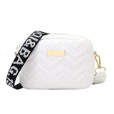 Darrahopens Fashion > Women's Fashion > Women's Handbags Women's White Quilted Crossbody Bag Small PU Leather Shoulder Purse with Wide Patterned Strap Ideal for Travel and Daily Use