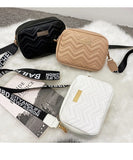 Darrahopens Fashion > Women's Fashion > Women's Handbags Women's White Quilted Crossbody Bag Small PU Leather Shoulder Purse with Wide Patterned Strap Ideal for Travel and Daily Use
