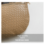 Darrahopens Fashion > Women's Fashion > Women's Handbags Women's Woven Crossbody Dumpling Bag Soft Vegan Leather Chest Waist Pack with Wide Adjustable Strap for Travel & Festivals (Black)