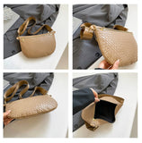 Darrahopens Fashion > Women's Fashion > Women's Handbags Women's Woven Crossbody Dumpling Bag Soft Vegan Leather Chest Waist Pack with Wide Adjustable Strap for Travel & Festivals (Brown)