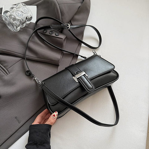 Darrahopens Fashion > Women's Fashion > Women's Handbags Womens Classic Baguette Shoulder Bag Soft PU Leather Underarm Purse with Adjustable Strap Crossbody Handbag Minimalist 90s Style Black