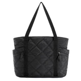 Darrahopens Fashion > Women's Fashion > Women's Handbags Womens Puffer Tote Bag Quilted Nylon Shoulder Handbag Large Capacity Laptop Work Travel Gym Carryall Bag with Zipper Black