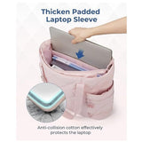 Darrahopens Fashion > Women's Fashion > Women's Handbags Womens Puffer Tote Bag Quilted Nylon Shoulder Handbag Large Capacity Laptop Work Travel Gym Carryall Bag with Zipper Pink