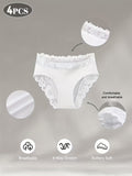 Darrahopens Fashion > Women's Fashion > Women's Intimates 4-Pack White Elegant High-Waist Lace Panties for Women(Size XL) - Tummy Control & Butt Lifting Briefs, Breathable Underwear with Cotton Crotch Lining