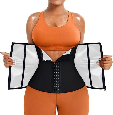 Darrahopens Fashion > Women's Fashion > Women's Intimates Blue Silver Ion Sauna Waist Trainer for Women(Size XL) - 2-in-1 Zipper and Hook/Eye Sweat-Wicking Sports Girdle, Postpartum Fitness Shapewear