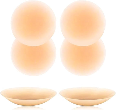 Darrahopens Fashion > Women's Fashion > Women's Intimates Nipple Covers (Set of 4) - Reusable Nipple Covers - Invisible Silicone Nipple Covers - Nipple Covers - Silicone Nipple Covers - Suitable for backless, low-cut evening dresses, wedding dresses and slip dresses - Beige - Medium
