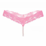 Darrahopens Fashion > Women's Fashion > Women's Intimates Sexy Lace Thong Panties Women G-String T-Back Transparent Lingerie with Bow and Beads One Size KL107 Pink