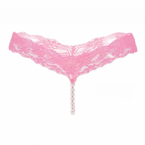 Darrahopens Fashion > Women's Fashion > Women's Intimates Sexy Lace Thong Panties Women G-String T-Back Transparent Lingerie with Bow and Beads One Size KL107 Pink