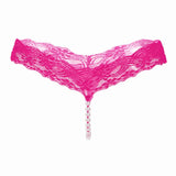 Darrahopens Fashion > Women's Fashion > Women's Intimates Sexy Lace Thong Panties Women G-String T-Back Transparent Lingerie with Bow and Beads One Size KL107 Pink