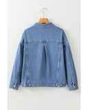 Darrahopens Fashion > Women's Fashion > Women's Jackets & Coats Light Blue Washed Oversize Pocketed Denim Jacket - L