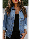 Darrahopens Fashion > Women's Fashion > Women's Jackets & Coats Light Blue Washed Oversize Pocketed Denim Jacket - M