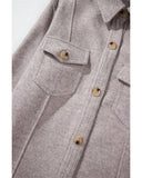 Darrahopens Fashion > Women's Fashion > Women's Jackets & Coats Light Grey Turn Down Collar Flap Pockets Buttoned Shacket - M