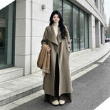 Loose‑fit Big Lapel Woolen Overcoat for Women, Nut Brown Tone, Size M, Early‑Spring Trans‑seasonal Outerwear, Everyday Capsule Wardrobe Item, Ideal for Commute and Casual Outdoor Outing In Australia - Darrahopens