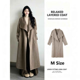 Loose‑fit Big Lapel Woolen Overcoat for Women, Nut Brown Tone, Size M, Early‑Spring Trans‑seasonal Outerwear, Everyday Capsule Wardrobe Item, Ideal for Commute and Casual Outdoor Outing In Australia - Darrahopens