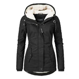 Darrahopens Fashion > Women's Fashion > Women's Jackets & Coats Waterproof Warm Winter Jacket with Hood, Thick Fleece Lined Cotton Jacket for Women - yujia Black XXXXL