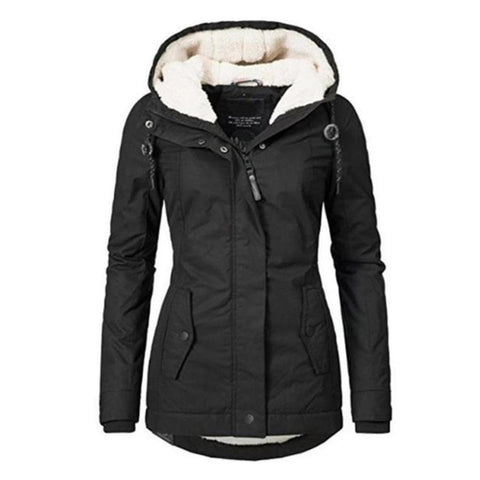 Darrahopens Fashion > Women's Fashion > Women's Jackets & Coats Waterproof Warm Winter Jacket with Hood, Thick Fleece Lined Cotton Jacket for Women - yujia Black XXXXL