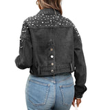 Darrahopens Fashion > Women's Fashion > Women's Jackets & Coats Women Oversized Denim Jacket Embroidered Beading Jeans Coat L In Australia - Darrahopens