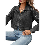 Darrahopens Fashion > Women's Fashion > Women's Jackets & Coats Women Oversized Denim Jacket Embroidered Beading Jeans Coat L In Australia - Darrahopens