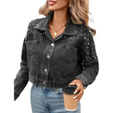 Darrahopens Fashion > Women's Fashion > Women's Jackets & Coats Women Oversized Denim Jacket Embroidered Beading Jeans Coat L In Australia - Darrahopens